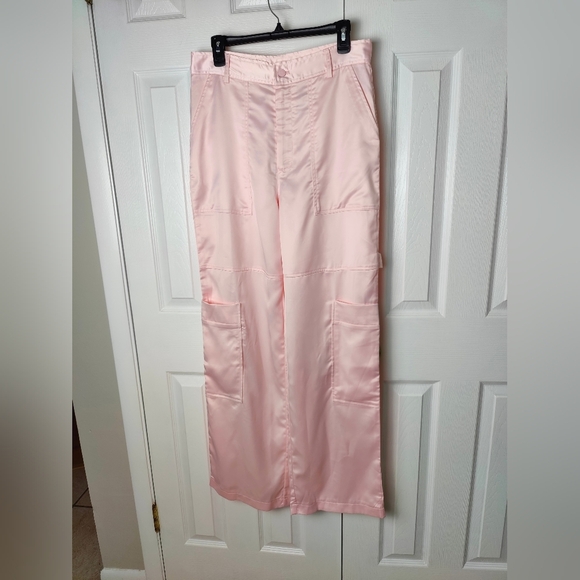 Bubish Luxe Lara Pink Cargo Pant US Size 8 Satin NWT - Picture 5 of 14